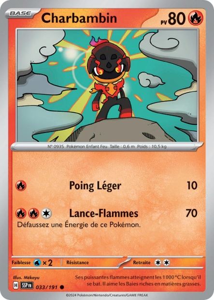 Carte Pokémon Charbambin 033/191 SSP Étincelles Déferlantes EV08 Neuf FR LorenZone