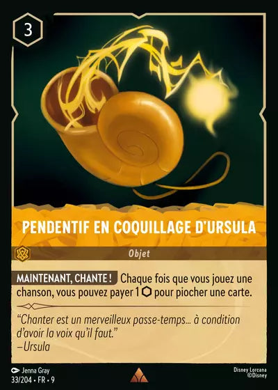 Carte Lorcana - Disney Pendentif en Coquillage d'Ursula 033/204 Chapitre 09 Fabuleux FAB Neuf FR LorenZone