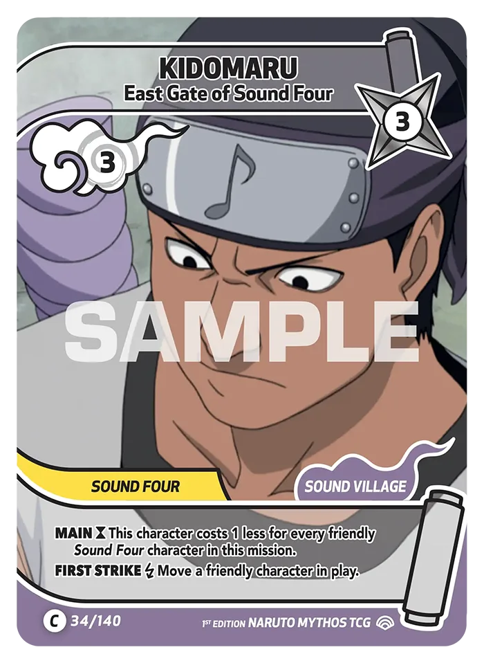 Carte Naruto Mythos Kidomaru East Gate of Sound Four 034/140 Common Full Art Shinobi Shiren 2ème Chapitre Neuf EN LorenZone
