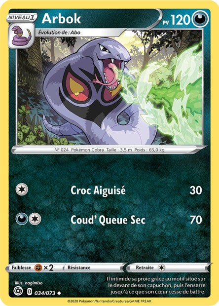 Carte Pokémon Arbok 034/073 SWSH35 Voltage Eclatant EB3_5 Neuf FR LorenZone