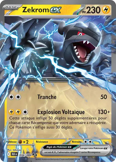 Carte Pokémon Zekrom EX 034/086 BLK Foudre Noire EV10_5 Neuf FR LorenZone