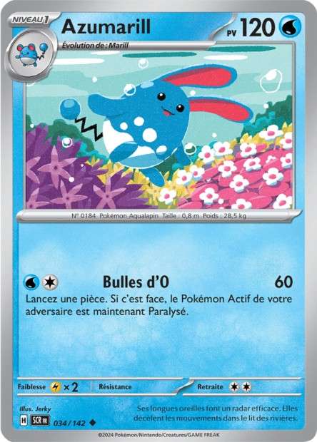 Carte Pokémon Azumarill 034/142 SCR Couronne Stellaire EV07 Neuf FR LorenZone