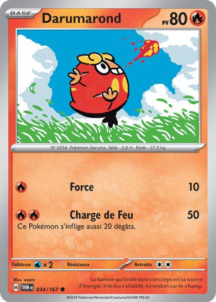 Carte Pokémon Darumarond 034/167 TWM Mascarade Crépusculaire EV06 Neuf FR LorenZone
