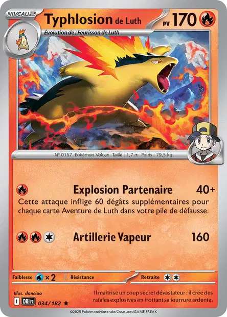 Carte Pokémon Typhlosion de Luth 034/182 DRI Rivalités Destinées EV10 Neuf FR LorenZone