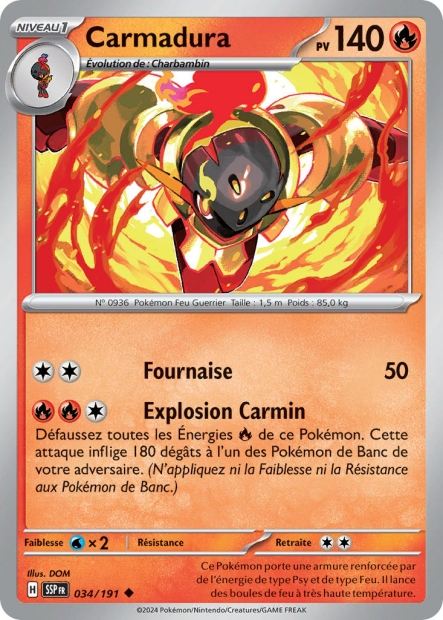 Carte Pokémon Carmadura 034/191 SSP Étincelles Déferlantes EV08 Neuf FR LorenZone