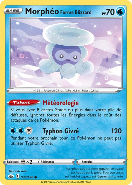 Carte Pokémon Morphéo Forme Blizzard 034/198 CRE Règne de Glace EB06 Neuf FR LorenZone