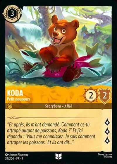 Carte Lorcana - Disney Koda, Petit nounours 034/204 Peu Commune Jeanne Plounevez Chapitre 07 L'Île d'Archazia ARI Neuf FR LorenZone
