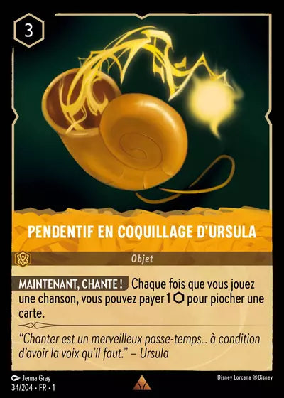 Carte Lorcana - Disney Pendentif en coquillage d'Ursula 034/204 Chapitre 01 Premier Chapitre FC Neuf FR LorenZone