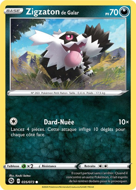 Carte Pokémon Zigzaton de Galar 035/073 SWSH35 Voltage Eclatant EB3_5 Neuf FR LorenZone