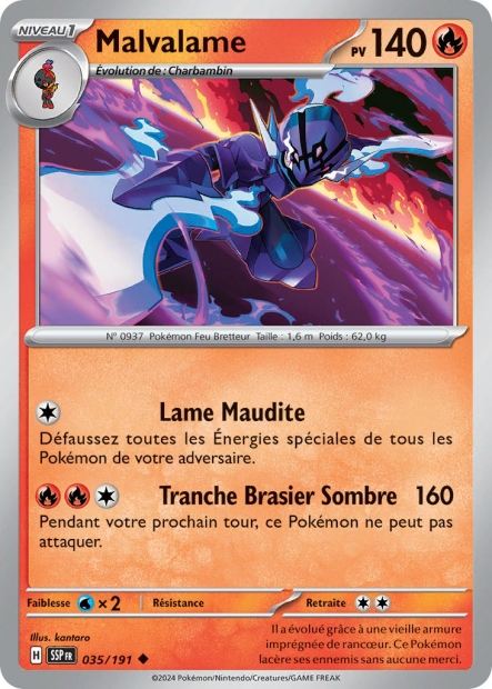 Carte Pokémon Malvalame 035/191 SSP Étincelles Déferlantes EV08 Neuf FR LorenZone