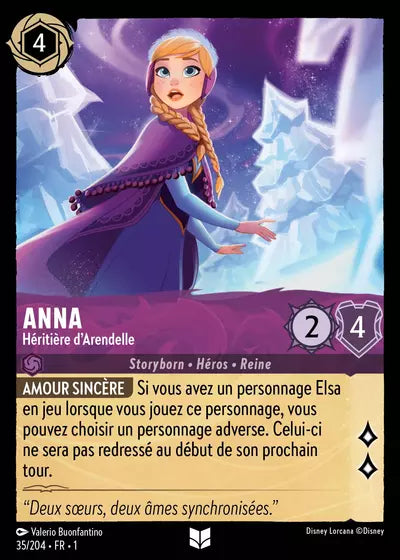 Carte Lorcana - Disney Anna, Héritière d'Arendelle 035/204 Chapitre 01 Premier Chapitre FC Neuf FR LorenZone
