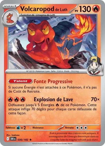 Carte Pokémon Volcaropod de Luth 036/182 DRI Rivalités Destinées EV10 Neuf FR LorenZone