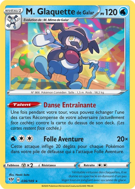 Carte Pokémon M. Glaquette de Galar 036/189 SWSH3 Ténèbres Embrasées EB03 Neuf FR LorenZone