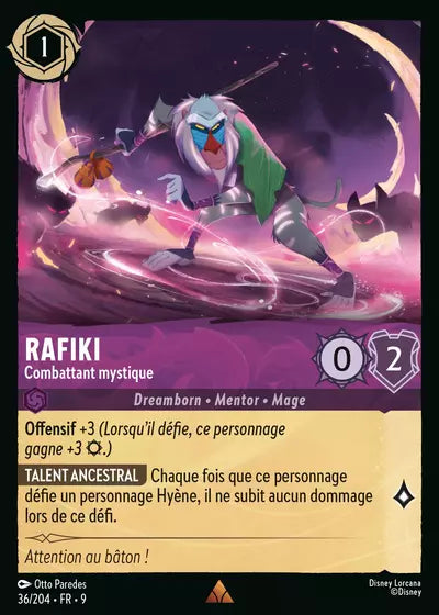 Carte Lorcana - Disney Rafiki, Combattant mystique 036/204 Chapitre 09 Fabuleux FAB Neuf FR LorenZone