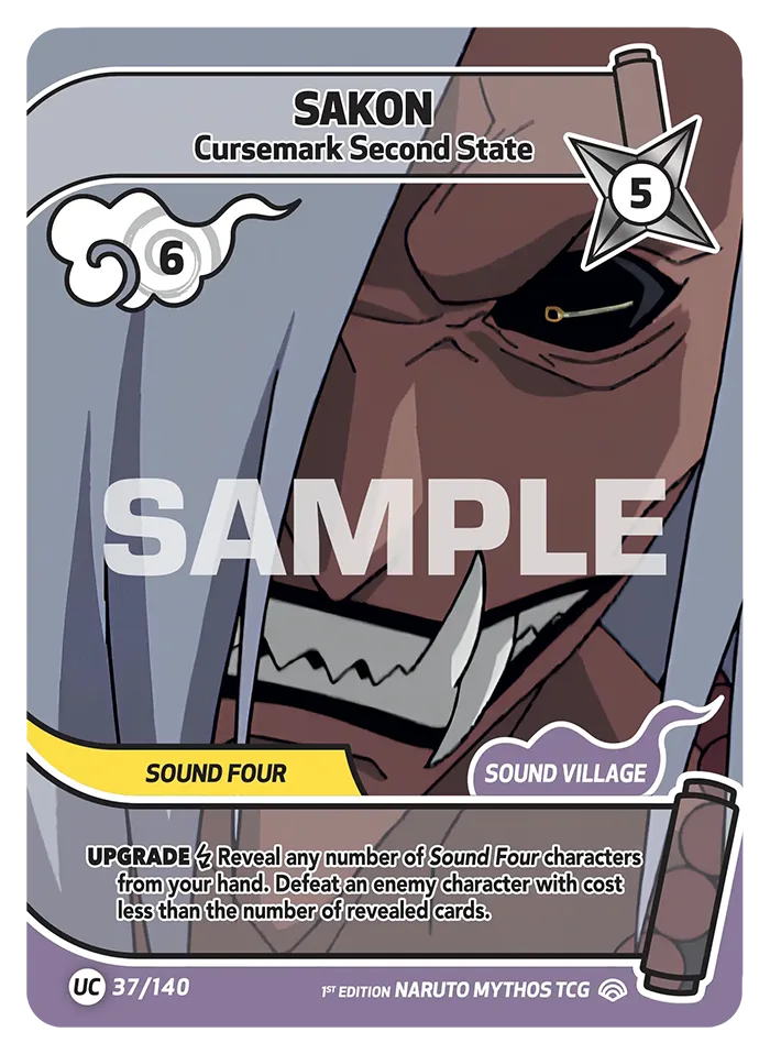 Carte Naruto Mythos Sakon Cursemark Second State 037/140 Uncommon Full Art Shinobi Shiren 2ème Chapitre Neuf EN LorenZone