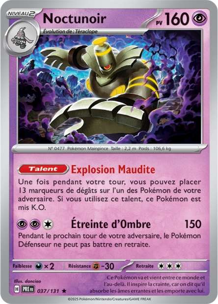 Carte Pokémon Noctunoir 037/131 Evolutions Prismatiques PRE EV8_5 Neuf FR LorenZone