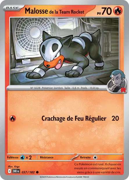 Carte Pokémon Malosse de la Team Rocket 037/182 DRI Rivalités Destinées EV10 Neuf FR LorenZone