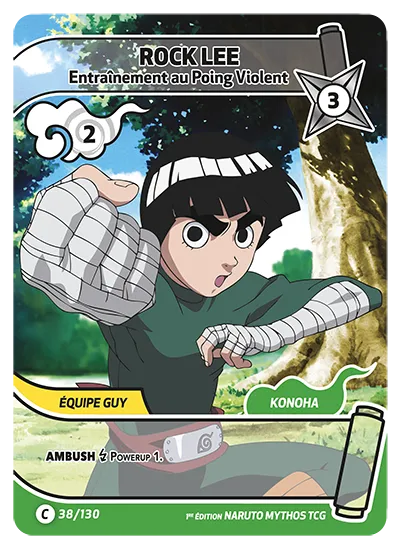 Carte Naruto Mythos ROCK LEE – Entraînement au Poing Violent 038/130 C 1er Chapitre Neuf FR LorenZone