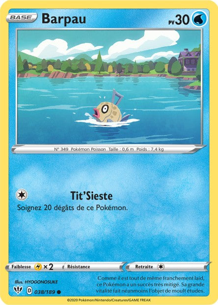 Carte Pokémon Barpau 038/189 SWSH3 Ténèbres Embrasées EB03 Neuf FR LorenZone