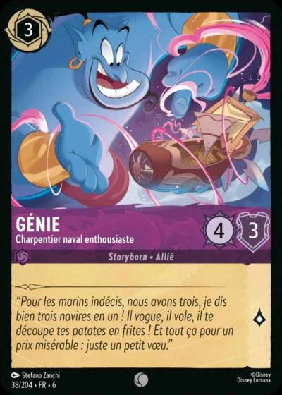 Carte Lorcana - Disney Génie, Charpentier naval enthousiaste 038/204 Commune  Chapitre 06 La Mer Azurite AZS Neuf FR LorenZone