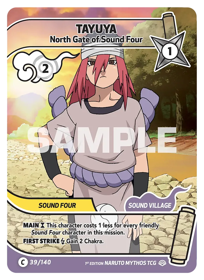 Carte Naruto Mythos Tayuya North Gate of Sound Four 039/140 Common Full Art Shinobi Shiren 2ème Chapitre Neuf EN LorenZone