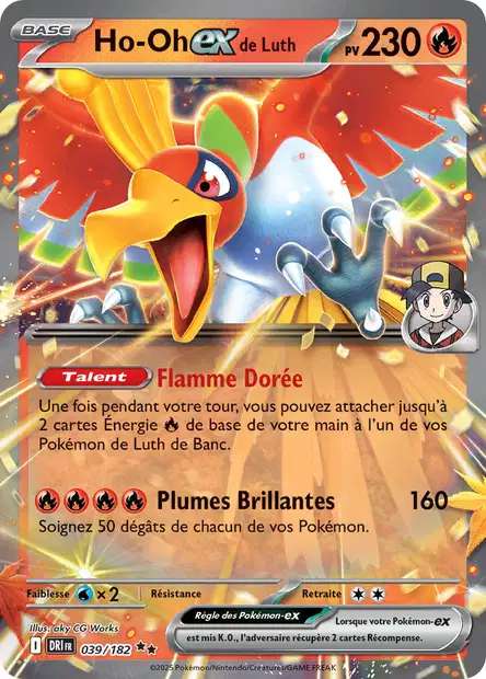 Carte Pokémon Ho-Oh EX de Luth 039/182 DRI Rivalités Destinées EV10 Neuf FR LorenZone