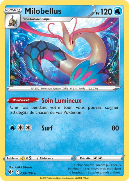 Carte Pokémon Milobellus  039/189 SWSH3 Ténèbres Embrasées EB03 Neuf FR LorenZone
