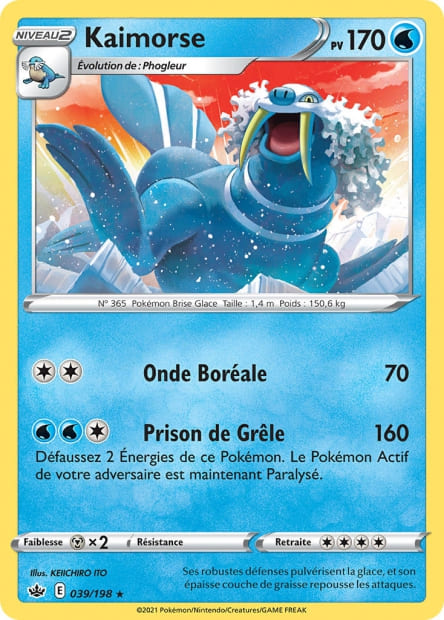 Carte Pokémon Kaimorse 039/198 CRE Règne de Glace EB06 Neuf FR LorenZone