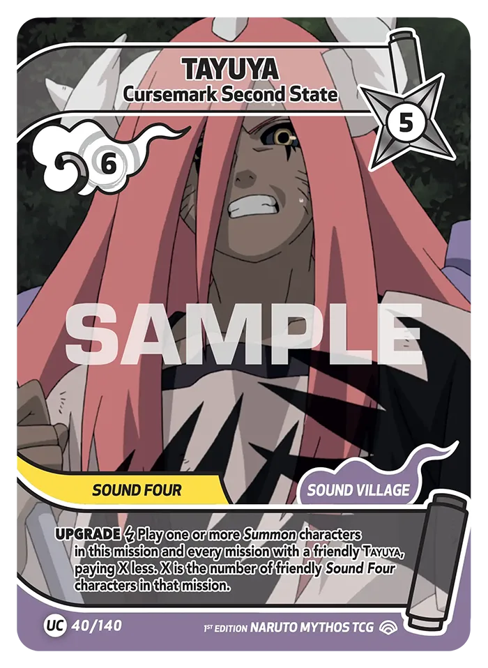 Carte Naruto Mythos Tayuya Cursemark Second State 040/140 Uncommon Full Art Shinobi Shiren 2ème Chapitre Neuf EN LorenZone