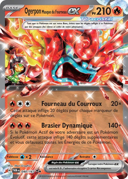 Carte Pokémon Ogerpon Masque du Fourneau EX 040/167 TWM Mascarade Crépusculaire EV06 Neuf FR LorenZone