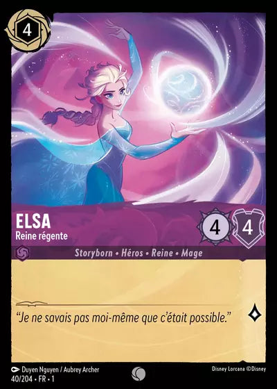 Carte Lorcana - Disney Elsa, Reine régente 040/204 Chapitre 01 Premier Chapitre FC Neuf FR LorenZone