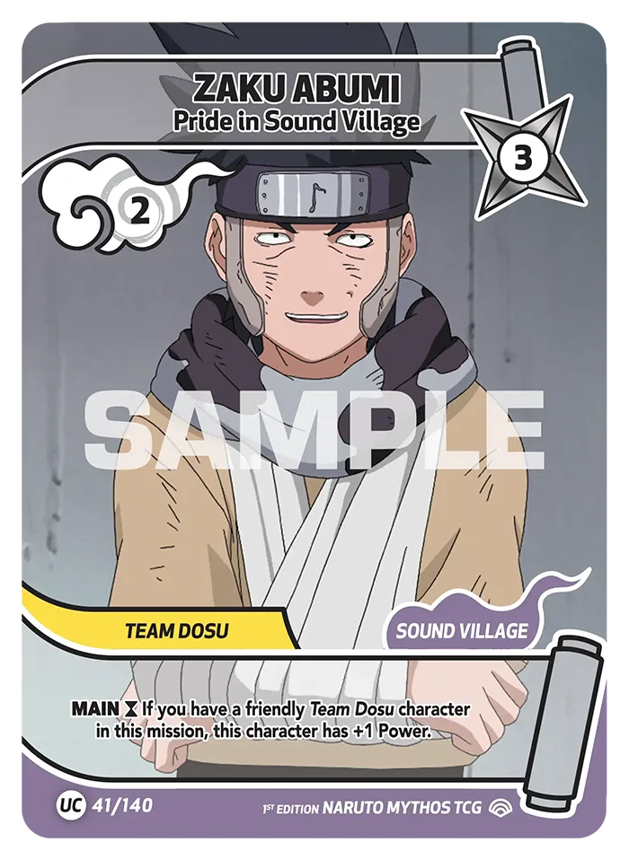 Carte Naruto Mythos Zaku Abumi Pride in Sound Village 041/140 Uncommon Full Art Shinobi Shiren 2ème Chapitre Neuf EN LorenZone