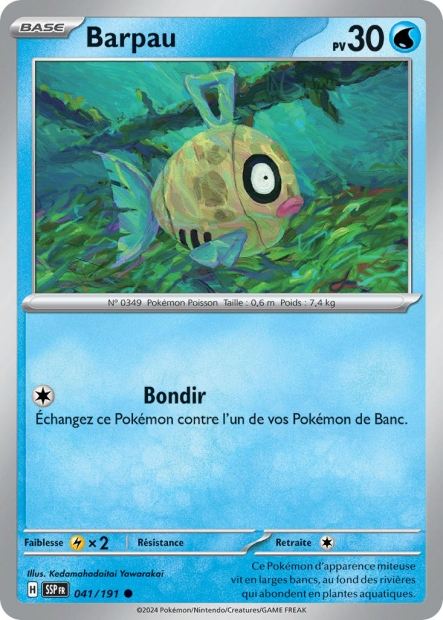 Carte Pokémon Barpau 041/191 SSP Étincelles Déferlantes EV08 Neuf FR LorenZone