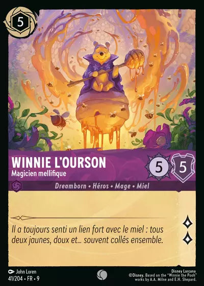 Carte Lorcana - Disney Winnie l'ourson, Magicien mellifique 041/204 Chapitre 09 Fabuleux FAB Neuf FR LorenZone