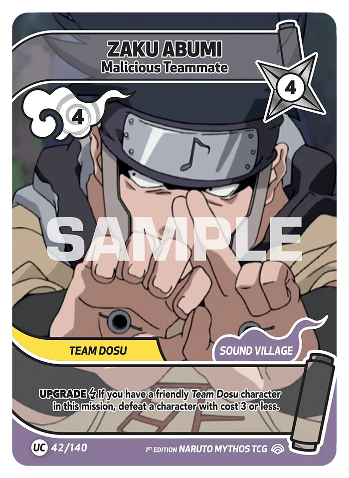 Carte Naruto Mythos Zaku Abumi Malicious Teammate 042/140 Uncommon Full Art Shinobi Shiren 2ème Chapitre Neuf EN LorenZone