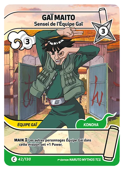 Carte Naruto Mythos GAÏ MAITO – Sensei de l'Équipe Gaï 042/130 C 1er Chapitre Neuf FR LorenZone