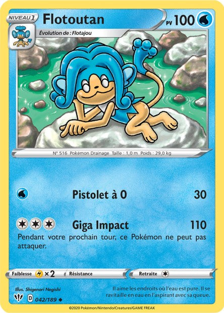 Carte Pokémon Flotoutan 042/189 SWSH3 Ténèbres Embrasées EB03 Neuf FR LorenZone