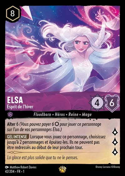 Carte Lorcana - Disney Elsa, Esprit de l'hiver 042/204 Chapitre 01 Premier Chapitre FC Neuf FR LorenZone