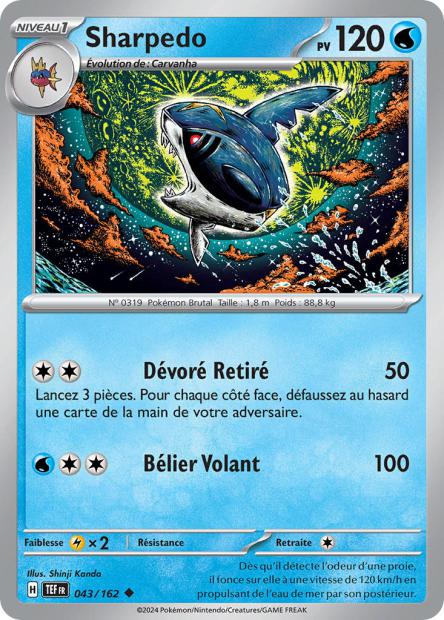 Carte Pokémon Sharpedo 043/162 TEF Forces Temporelles EV05 Neuf FR LorenZone