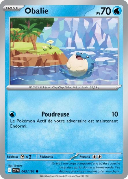 Carte Pokémon Obalie 043/191 SSP Étincelles Déferlantes EV08 Neuf FR LorenZone
