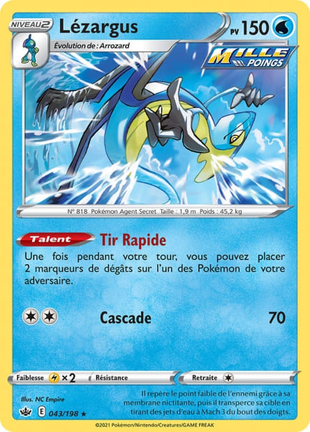 Carte Pokémon Lézargus 043/198 CRE Règne de Glace EB06 Neuf FR LorenZone