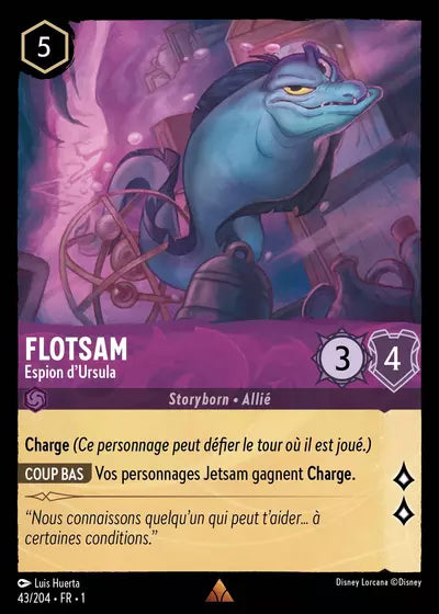 Carte Lorcana - Disney Flotsam, Espion d'Ursula 043/204 Chapitre 01 Premier Chapitre FC Neuf FR LorenZone