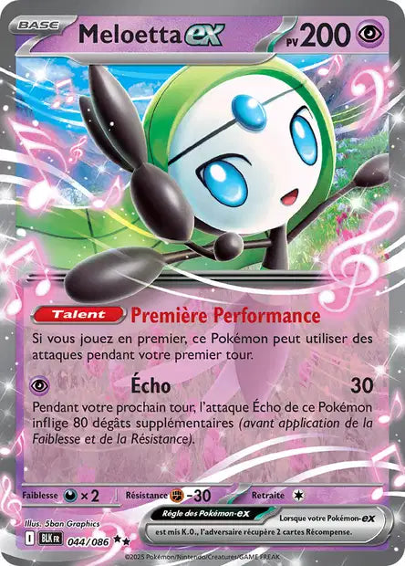 Carte Pokémon Meloetta EX 044/086 BLK Foudre Noire EV10_5 Neuf FR LorenZone