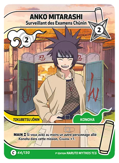 Carte Naruto Mythos ANKO MITARASHI – Surveillant des Examens Chûnin 044/130 C 1er Chapitre Neuf FR LorenZone