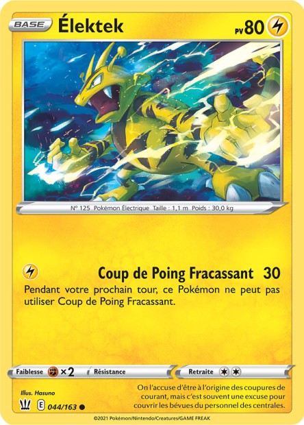 Carte Pokémon Élektek 044/163 SWSH5 Styles de Combat EB05 Neuf FR LorenZone