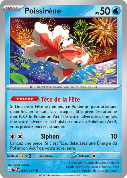 Carte Pokémon Poissirène 044/167 TWM Mascarade Crépusculaire EV06 Neuf FR LorenZone