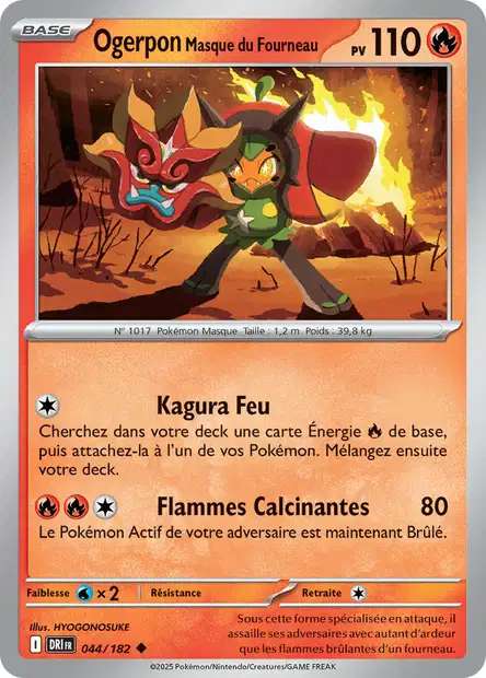 Carte Pokémon Ogerpon Masque du Fourneau 044/182 DRI Rivalités Destinées EV10 Neuf FR LorenZone