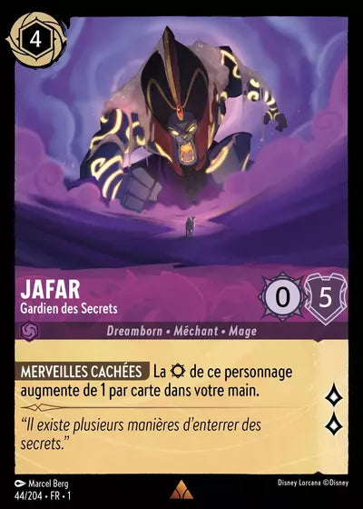 Carte Lorcana - Disney Jafar, Gardien des Secrets 044/204 Chapitre 01 Premier Chapitre FC Neuf FR LorenZone