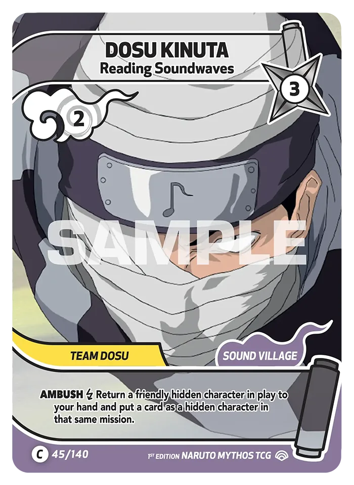 Carte Naruto Mythos Dosu Kinuta Reading Soundwaves 045/140 Common Full Art Shinobi Shiren 2ème Chapitre Neuf EN LorenZone