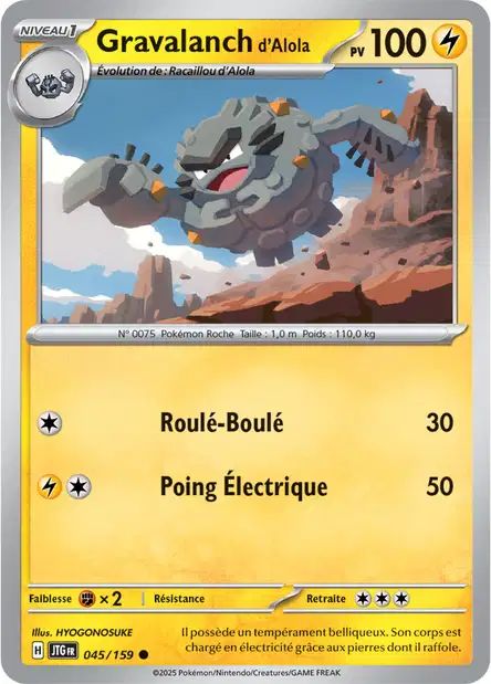 Carte Pokémon Gravalanch d’Alola 045/159 JTG Aventures Ensemble EV09 Neuf FR LorenZone